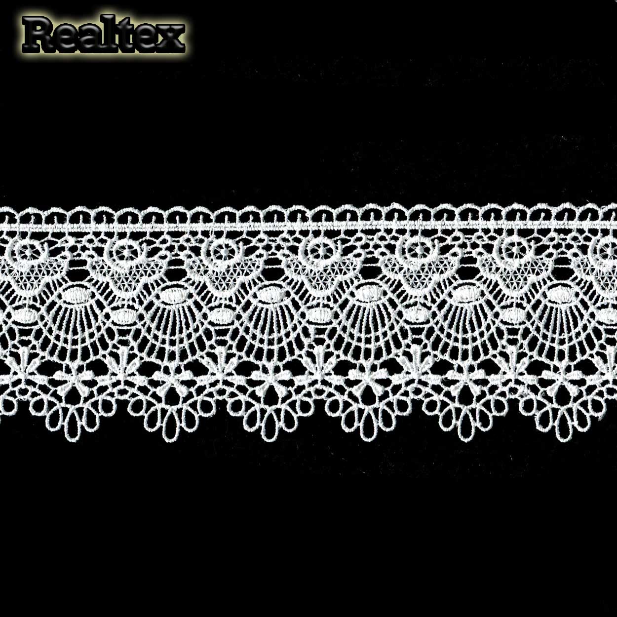 Кружево  гипюр  Realtex  65мм E-12486 (13,7м) цв.белый  