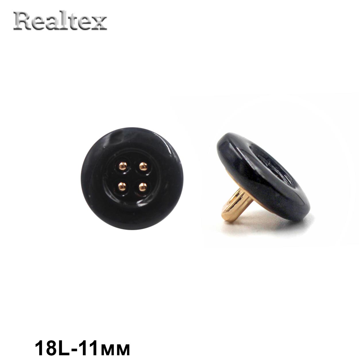 Пуговицы RB D051 18L (36шт) цв.Black/G