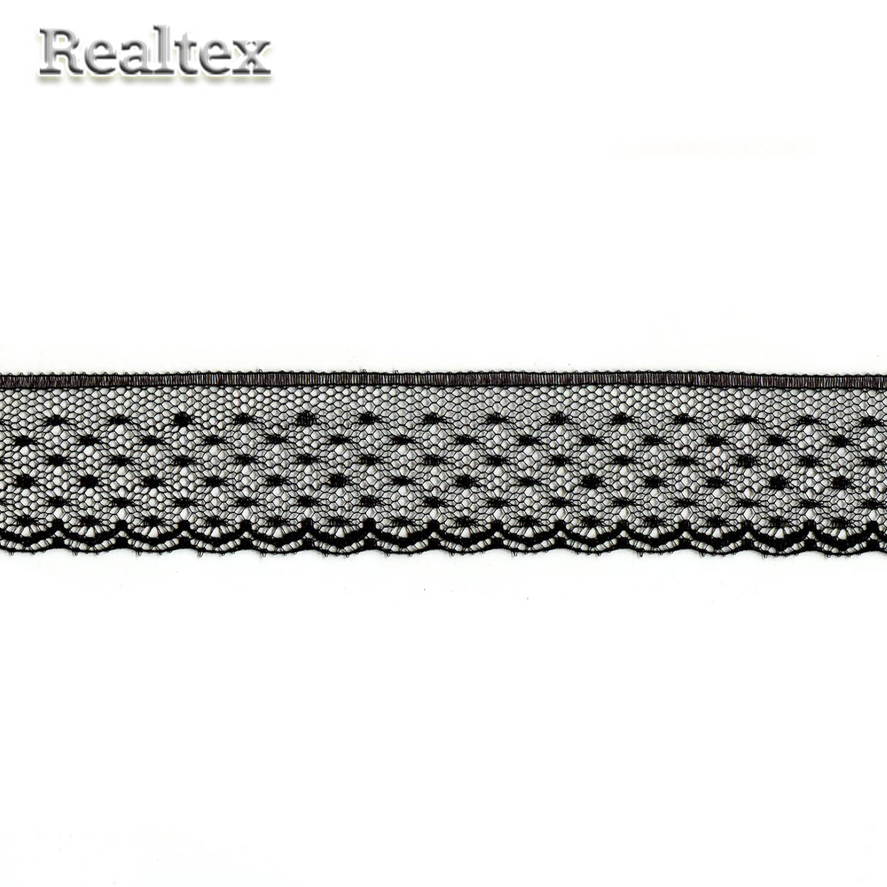 Кружево капроновое Realtex  35мм SC 608 (25м) цв.черный