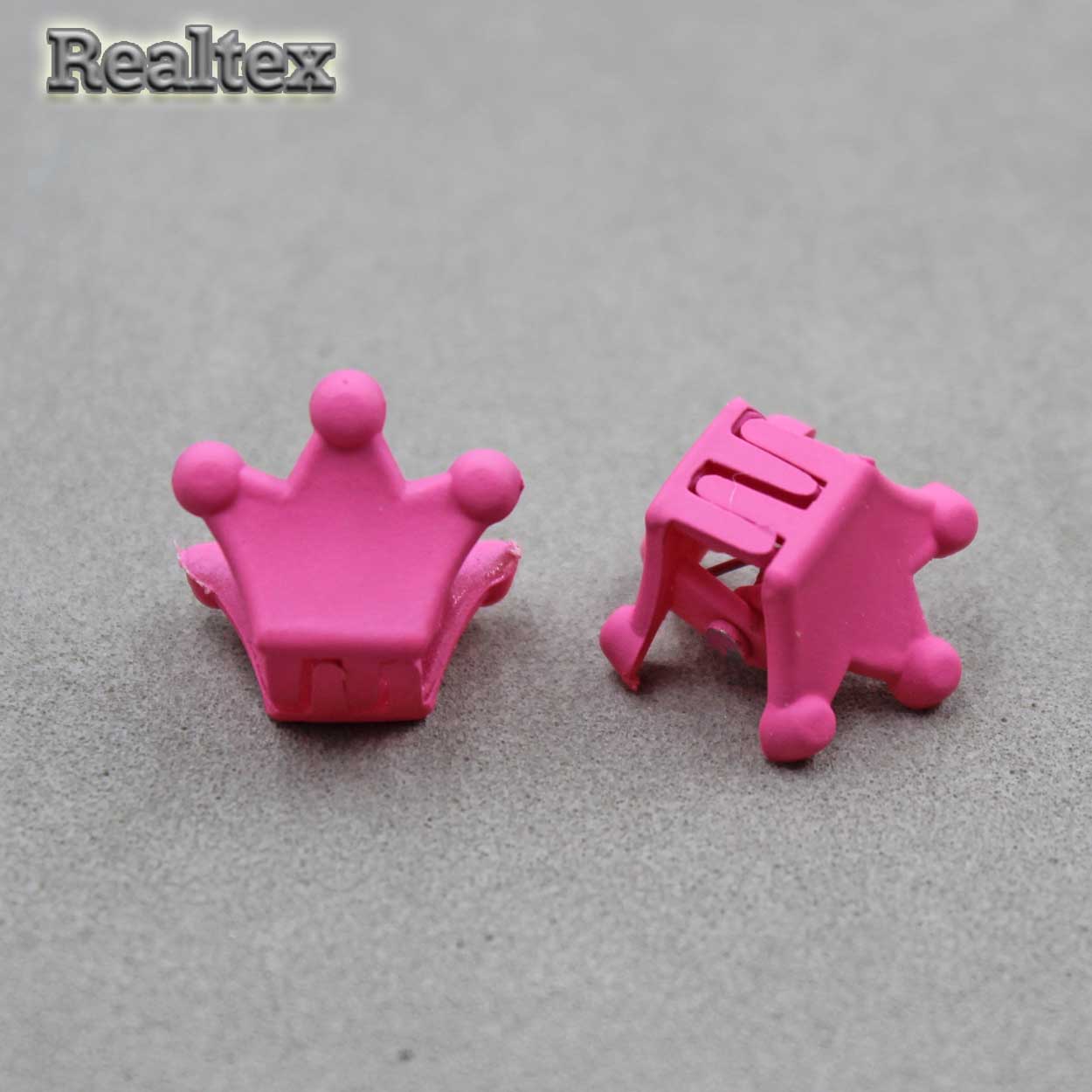 Заколка-краб мини 29551 "Корона" (2шт) цв.тёмно-розовый