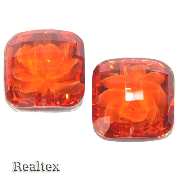 Стразы пластиковые пришивные AB-3 большие цв.оранжевый