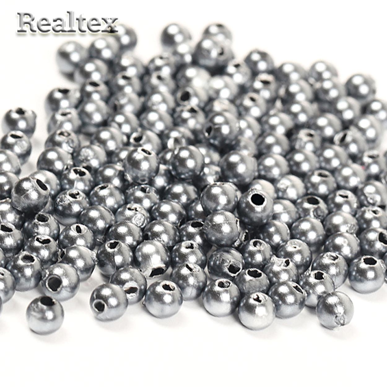 Бусины пластик Реалтекс 10мм под жемчуг (100гр) цв.029 серый 