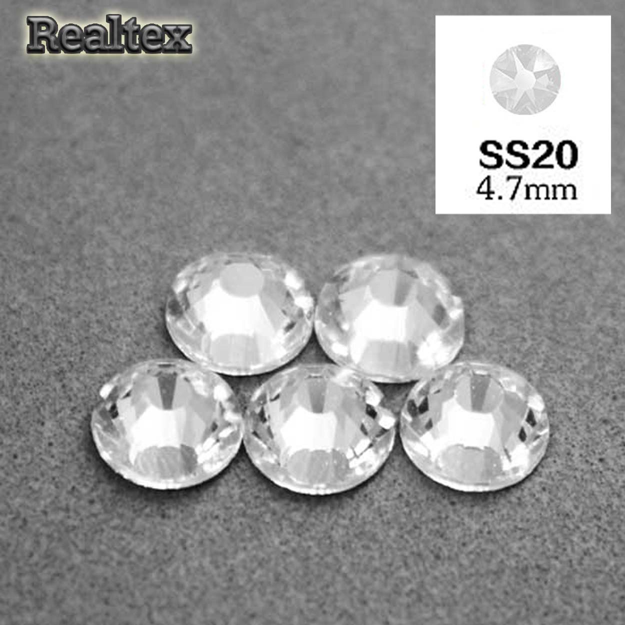 Стразы термоклеевые REALTEX 20-SS (аналог страз Чехия) цв.Crystal 