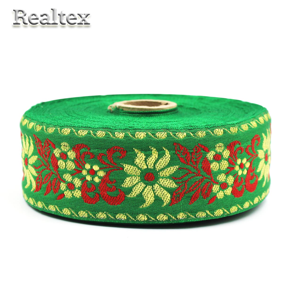 Тесьма жакардовая с3379г17 рис.8636 50мм (25м) цв.зеленый