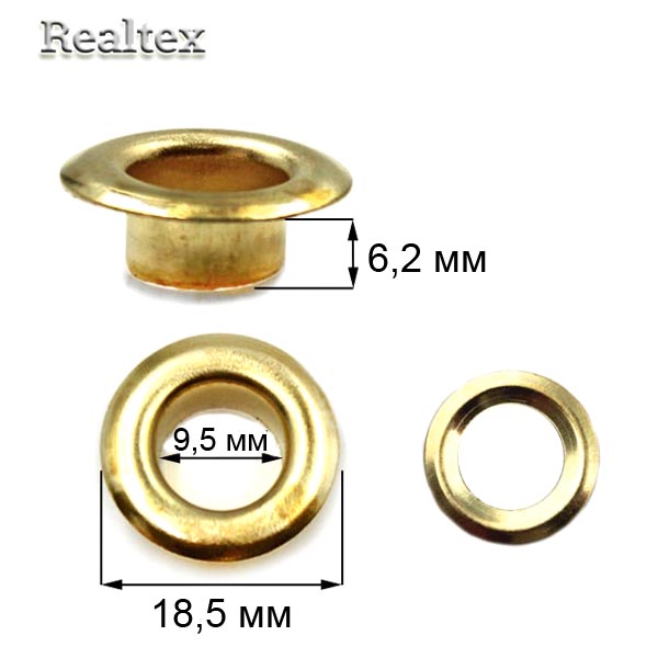 Люверсы №24 (9мм) с кольцами цв.золото