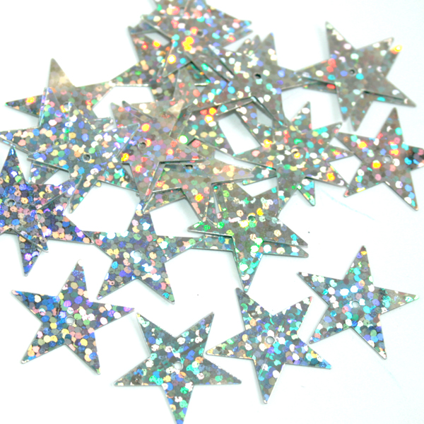 Пайетки "Астра" (10гр) "звездочки" 20мм цв.50112 серебро голограмма