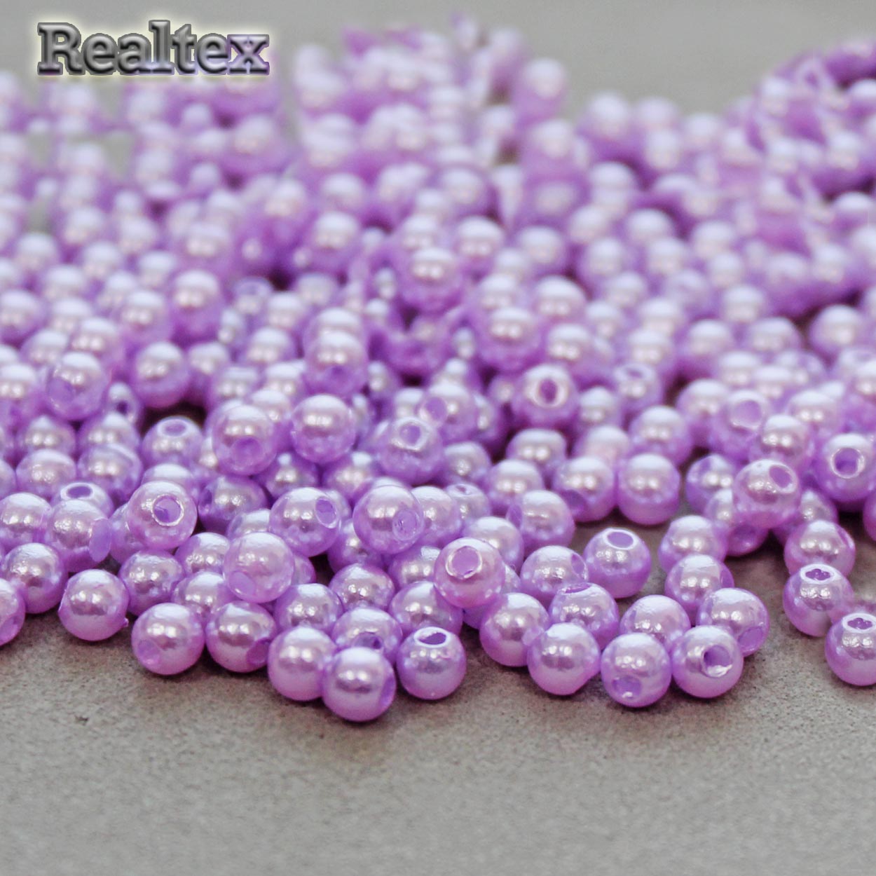 Бусины пластик Реалтекс  4мм под жемчуг (100гр) цв.092 сиреневый