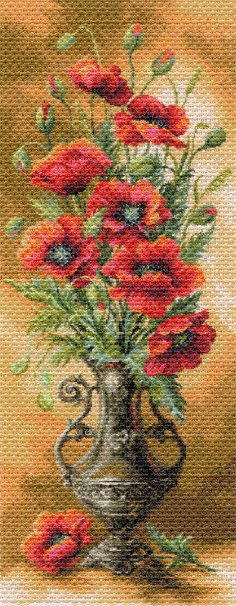 Рисунок на канве МП №1706 "Пылающие маки" 40х90см