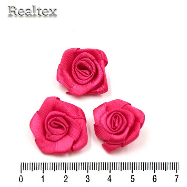 Розочки пришивные атласные Realtex R-4 цв.фуксия