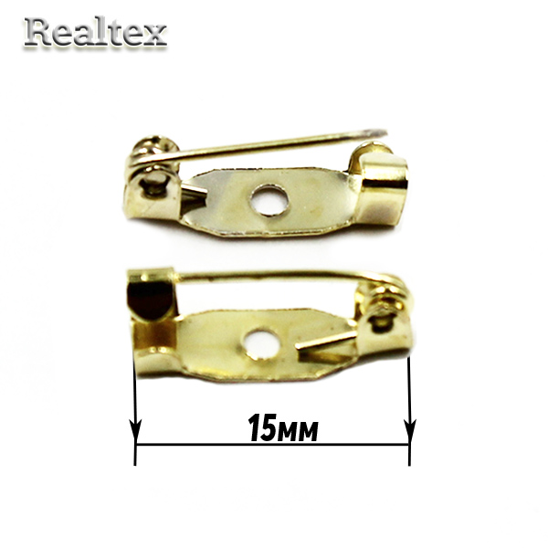 Заготовка для броши Реалтекс прямоугольная 15мм цв.золото