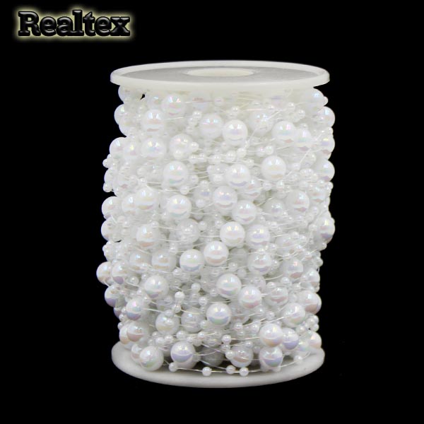 Бусины тесьма Realtex 3мм+8мм цв.белый АВ