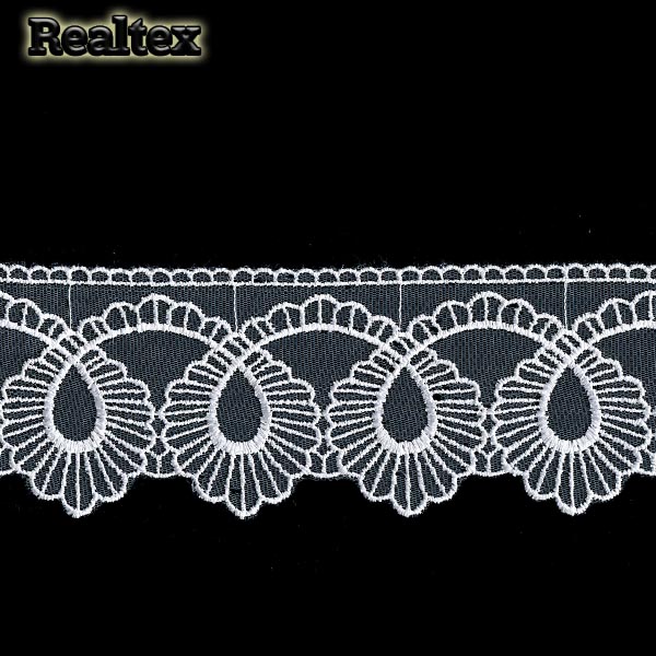 Кружево Реалтекс на сетке  75мм 8BE1056 цв.белый