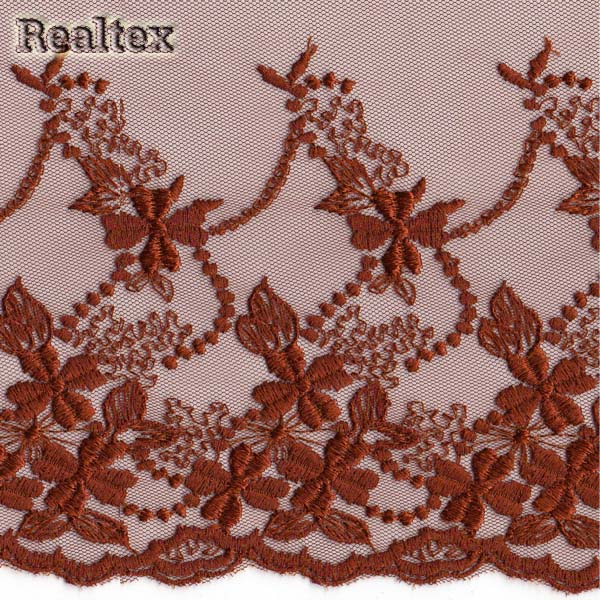 Кружево на сетке 185мм 45-4034 цв.090 коричневый