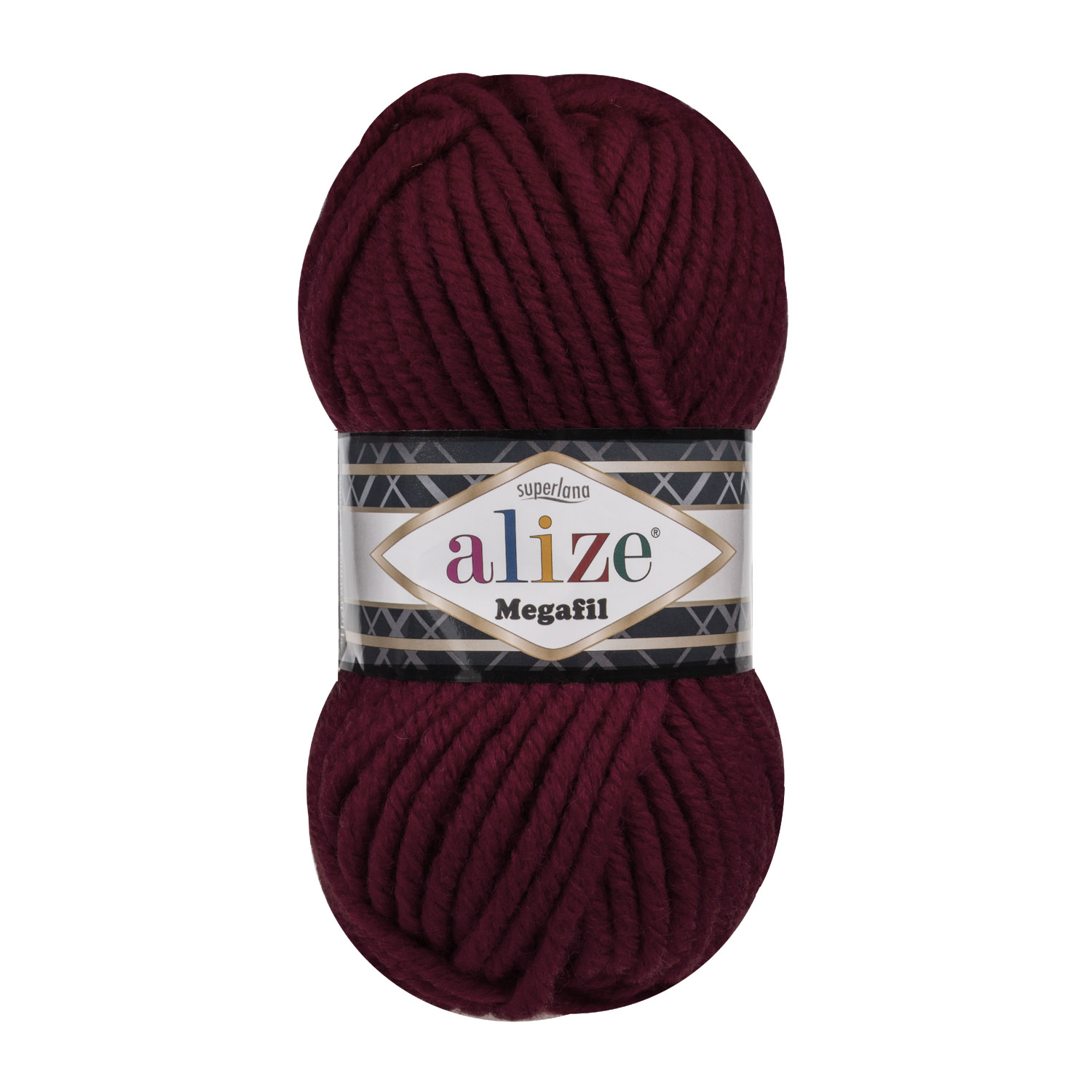 Пряжа Alize "Super Lana Megafil" (100гр) цв.057 бордовый