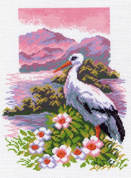 Рисунок на канве МП 28х37 №498 "Аист"