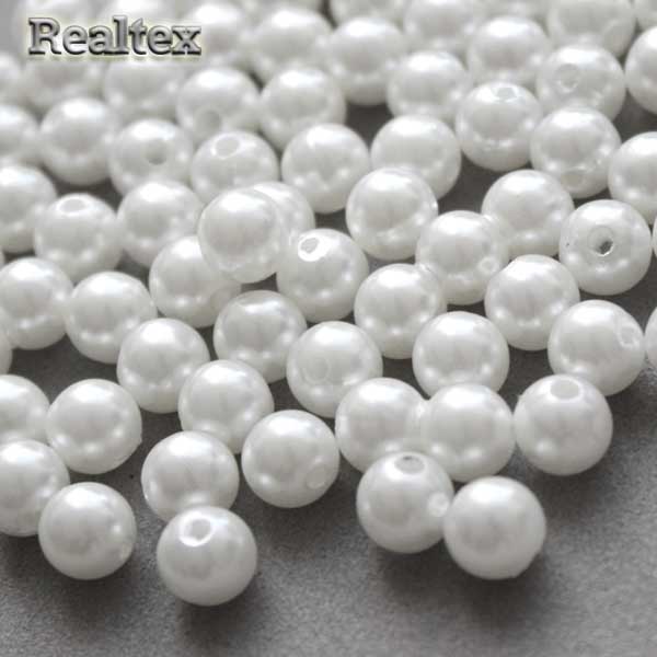 Бусины пластик Реалтекс 10мм под жемчуг (100гр) цв.033 белый