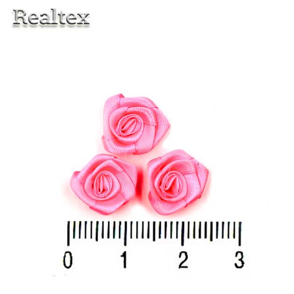 Розочки пришивные атласные Realtex R-2 цв.яр.розовый
