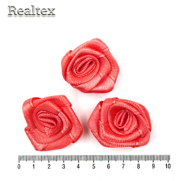 Розочки пришивные атласные Реалтекс R-5 цв.коралловый