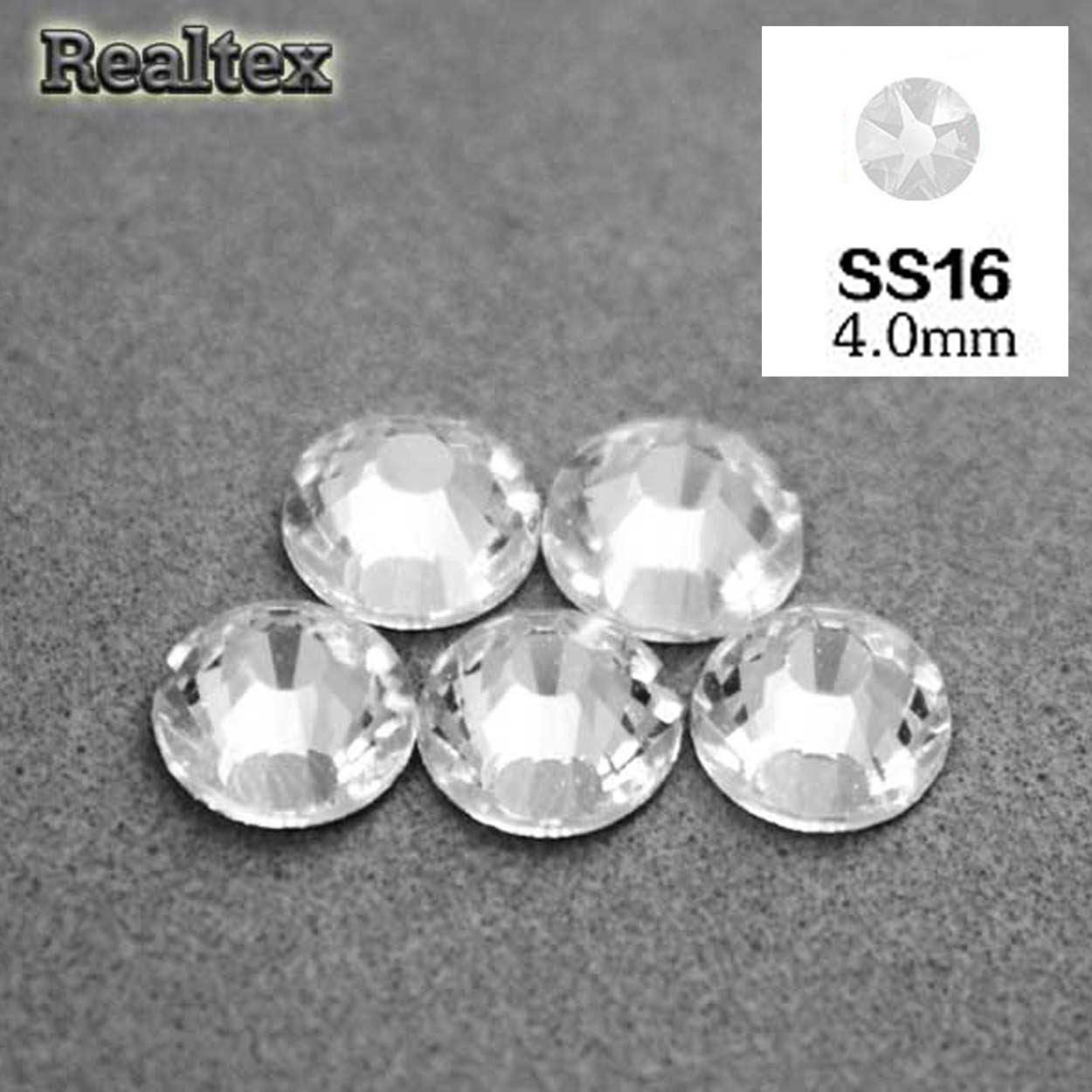 Стразы термоклеевые REALTEX 16-SS (аналог страз Чехия) цв.Crystal 