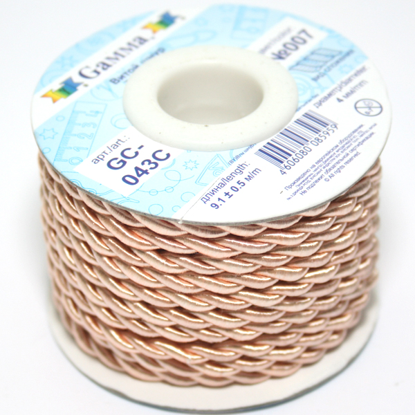 Шнур витой GC-043C 4мм "Гамма" цв.007 персиковый