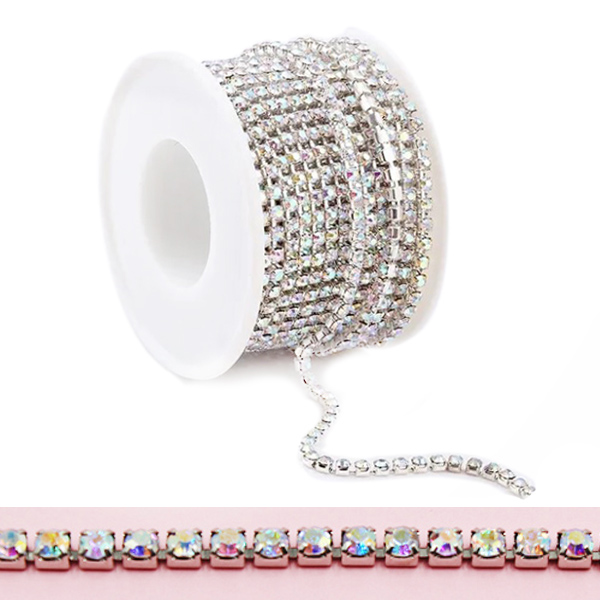 Тесьма-стразы Реалтекс SS-16 4мм (оригинал-стекло) цв.crystal/crystal AB  