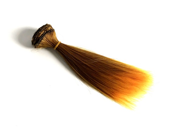 Трессы "Элит" прямые двухцветные д.17см ш.100см 26308 №17/НТ для кукол цв.33А/119 коричневый/жёлтый