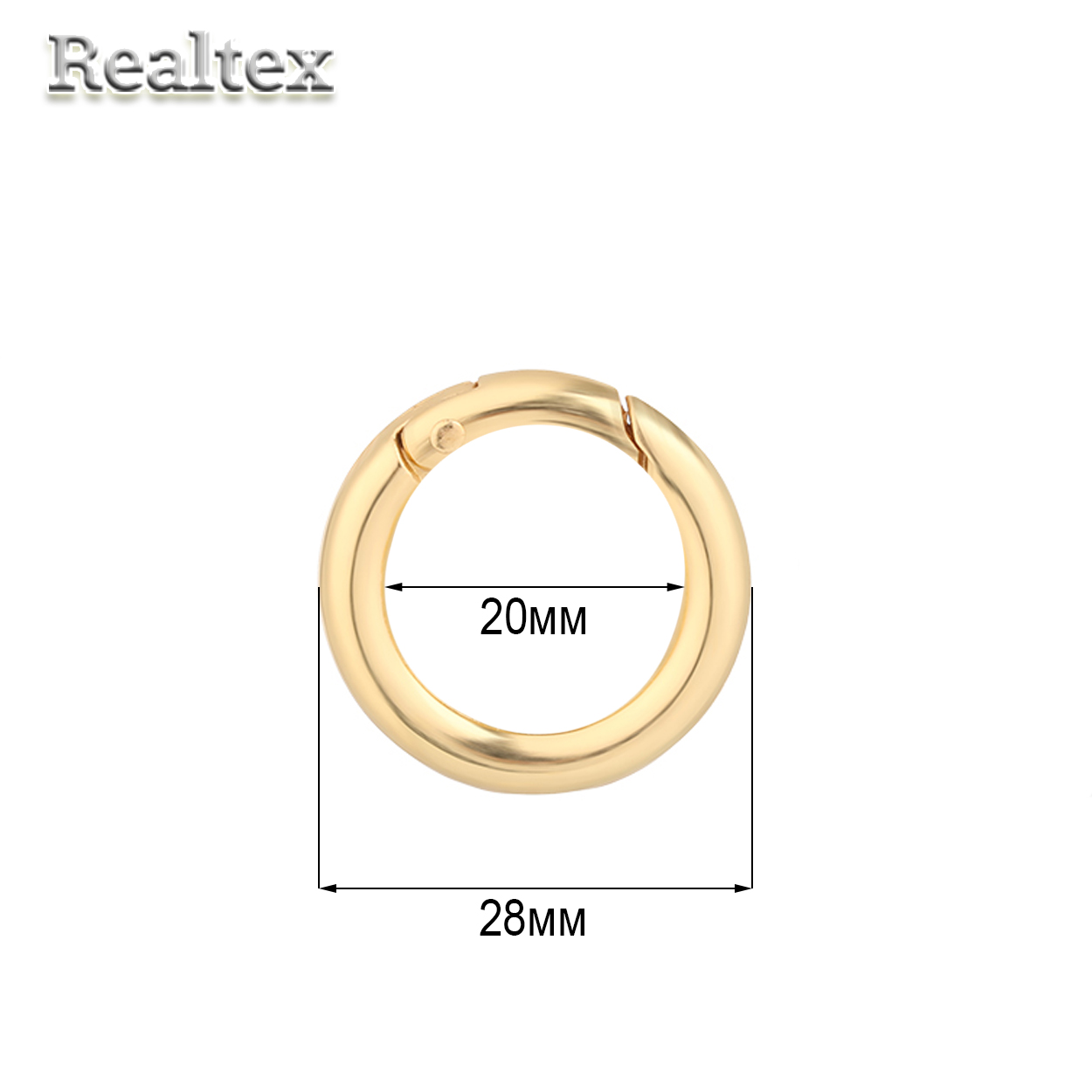 Карабин-кольцо Realtex d=28мм, внутр. d=20мм цв.золото