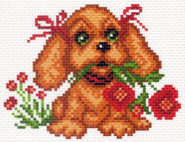 Рисунок на канве МП №1424 "Мой щенок" 16*20см