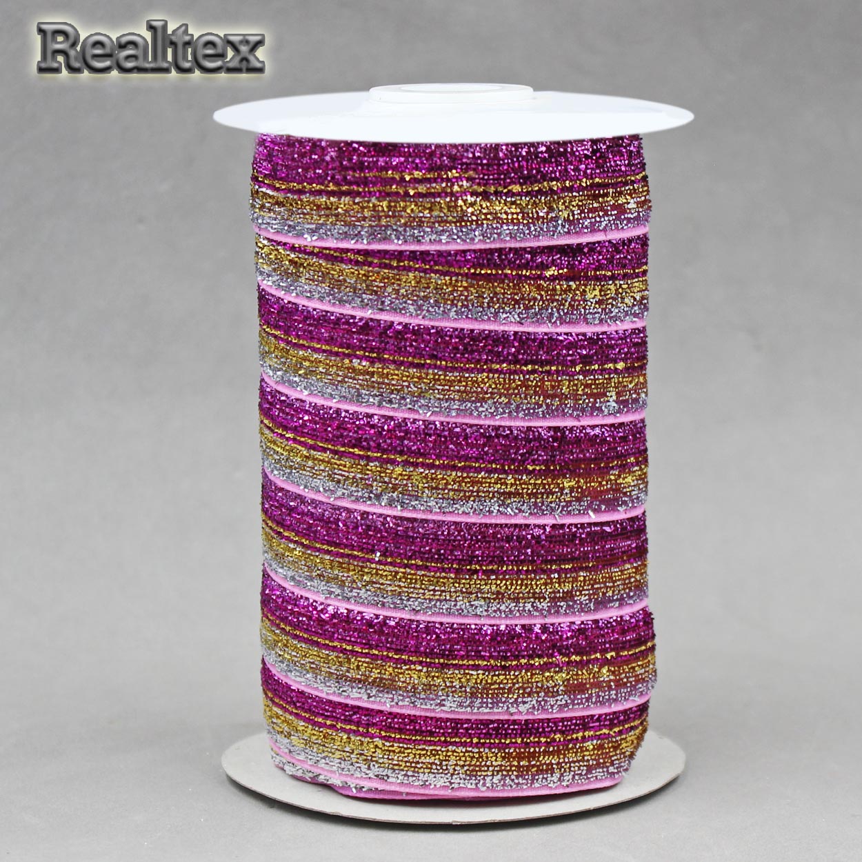 Лента бархатная люрекс RS 20мм цв.52 mix