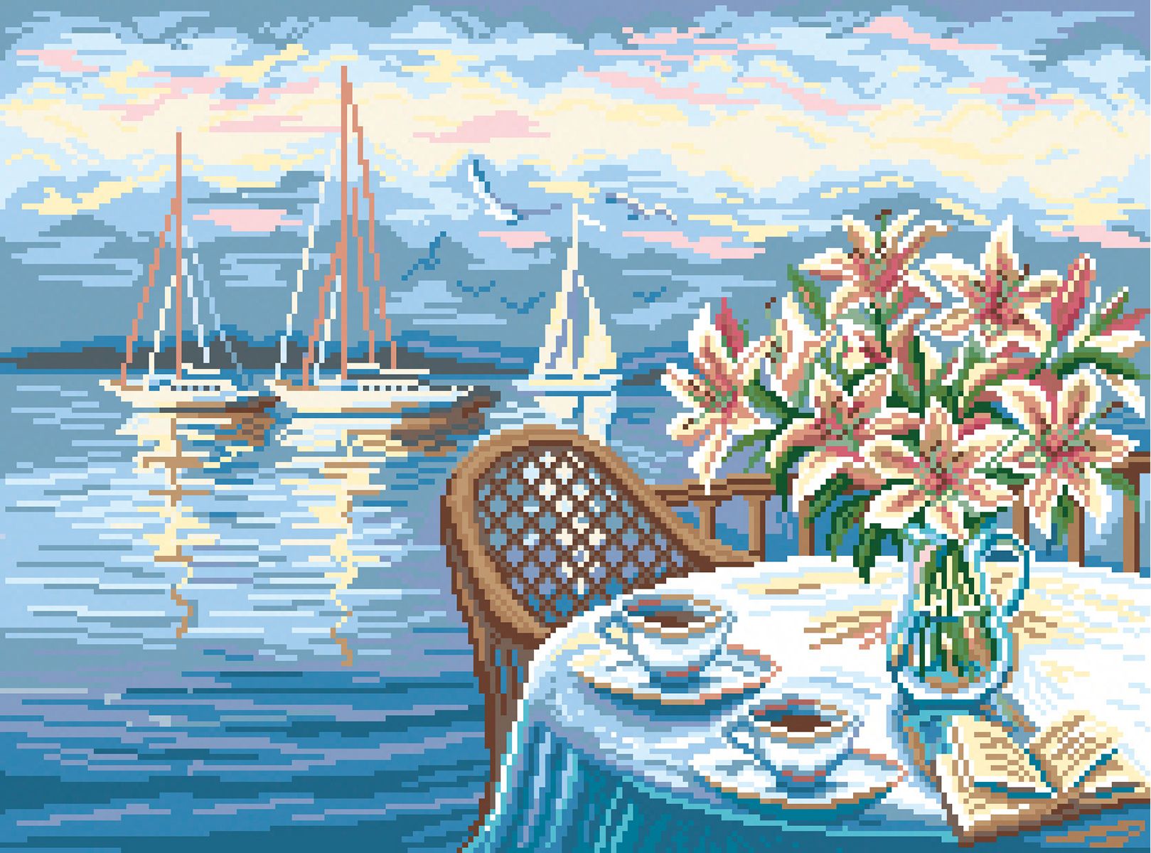 Рисунок на канве МП №1869 "Утренний кофе" 37х49см