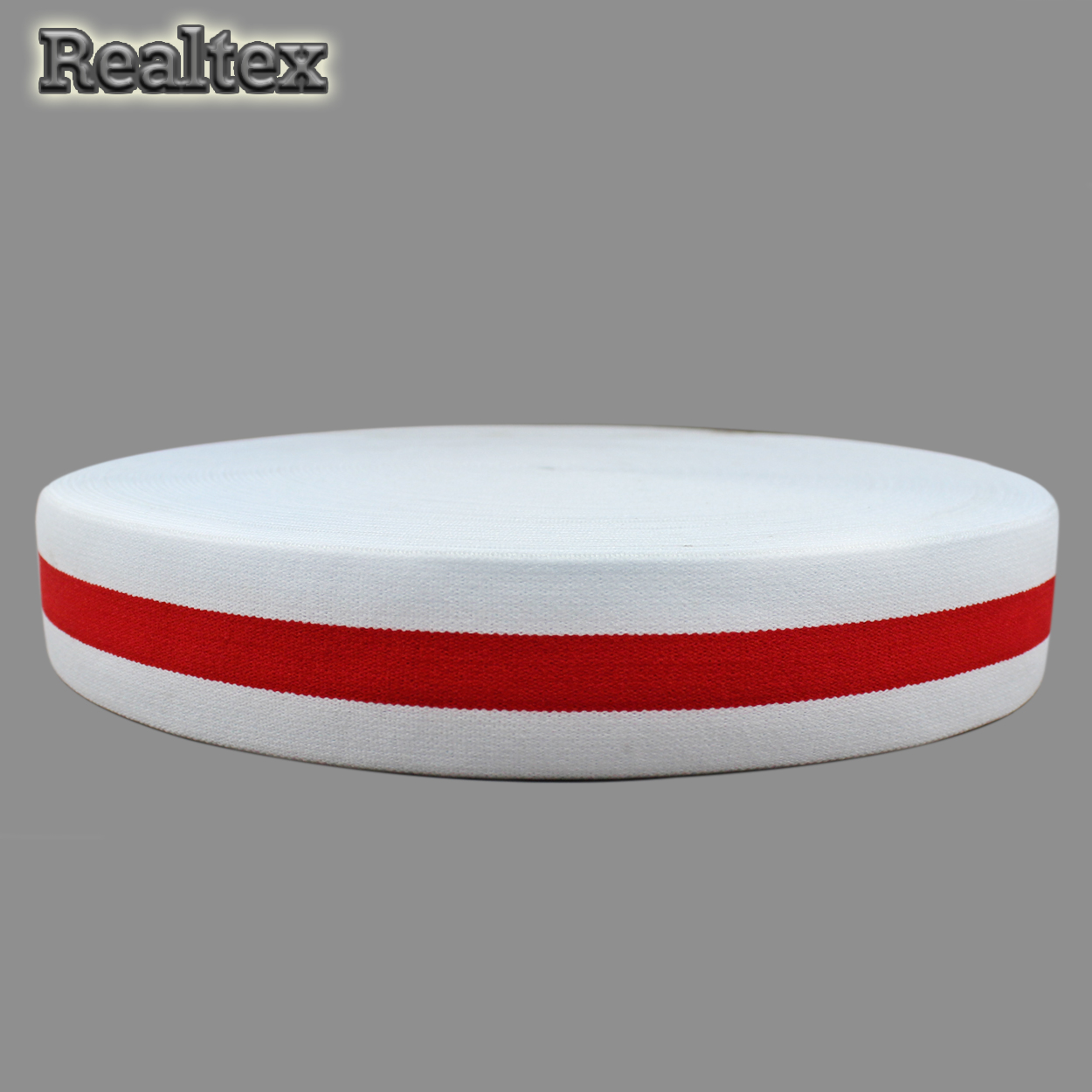 Резинка декоративная  40мм ET4010 мягкая (25м) цв.белый/красный/белый