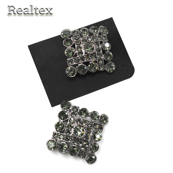 Брошь со стразами Реалтекс FR-8-1 (2шт) цв.черный никель