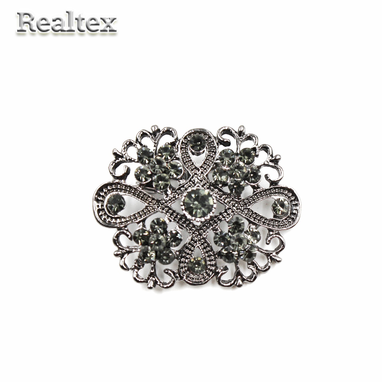 Брошь со стразами Реалтекс FR-8-9 (2шт) цв.черный никель