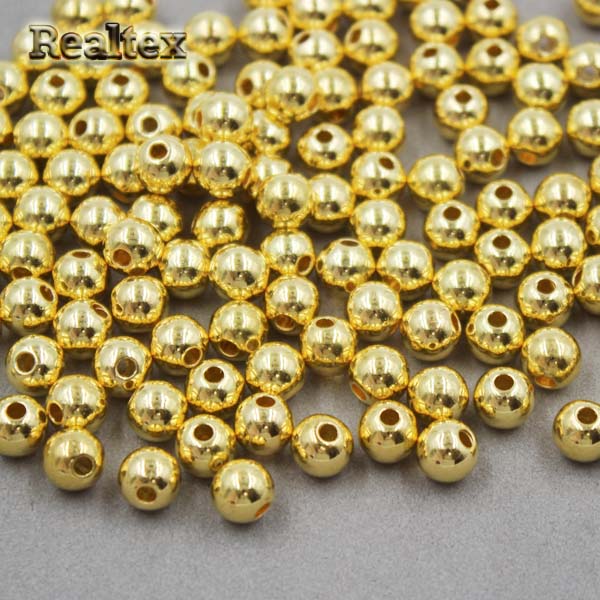 Бусины пластик Реалтекс  4мм Premium (100гр) цв.золото