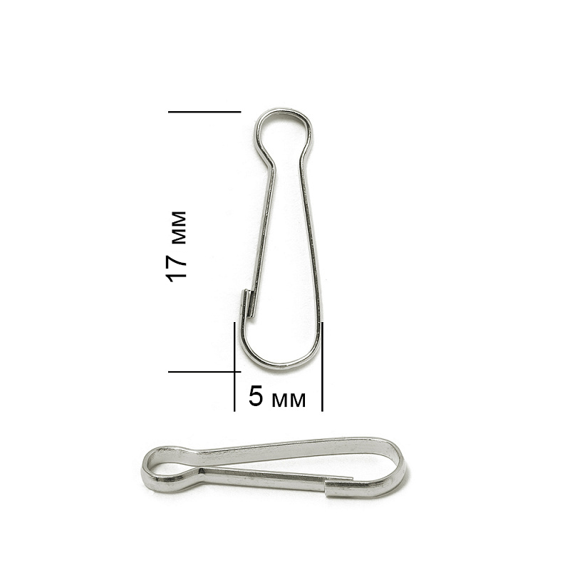 Застежка для бижутерии TB.JX5577 карабин сталь 17*5мм (50шт)  цв.никель