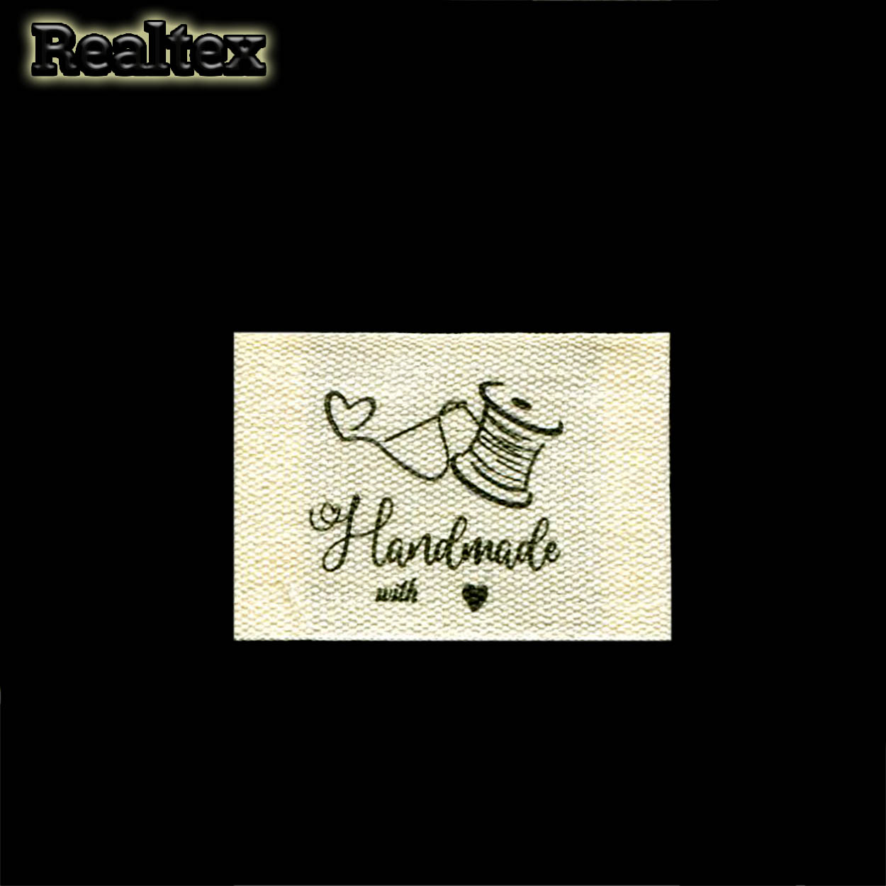 Бирка пришивная ткань Realtex №39 "HandMade" (25шт) цв.суровый