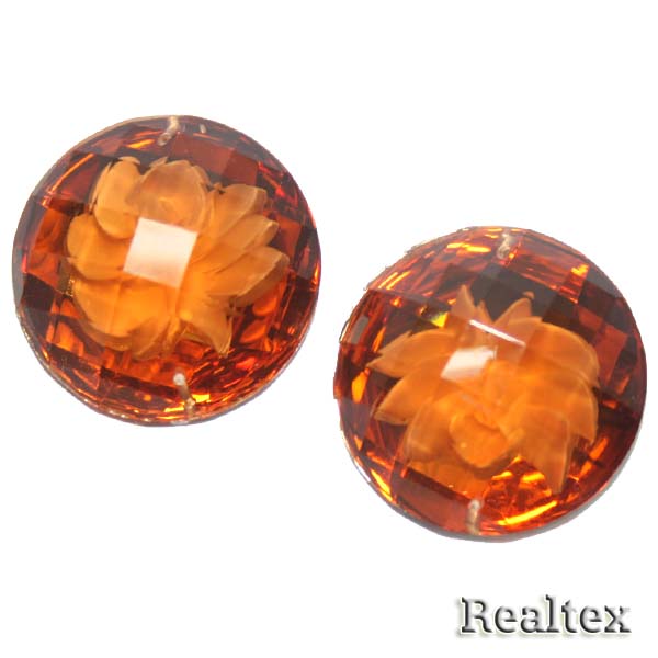 Стразы пластиковые пришивные AB-1 средние цв.т.желтый 