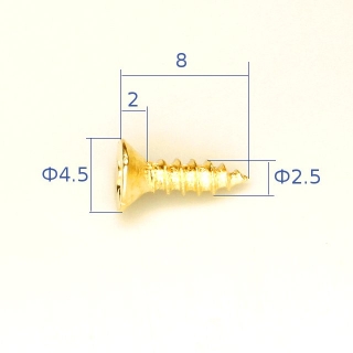 Шуруп декоративный D 2,5*8мм цв.золото