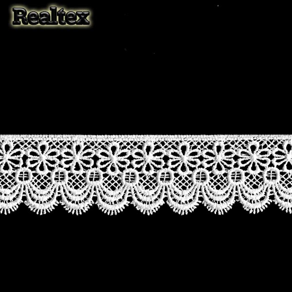 Кружево  гипюр  Realtex  30мм LF-504 цв.02 белый  