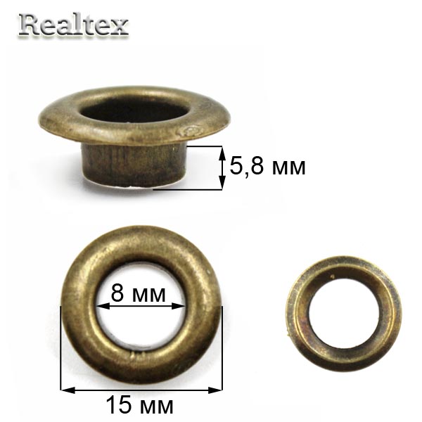 Люверсы № 5 (8мм) с кольцами цв.антик