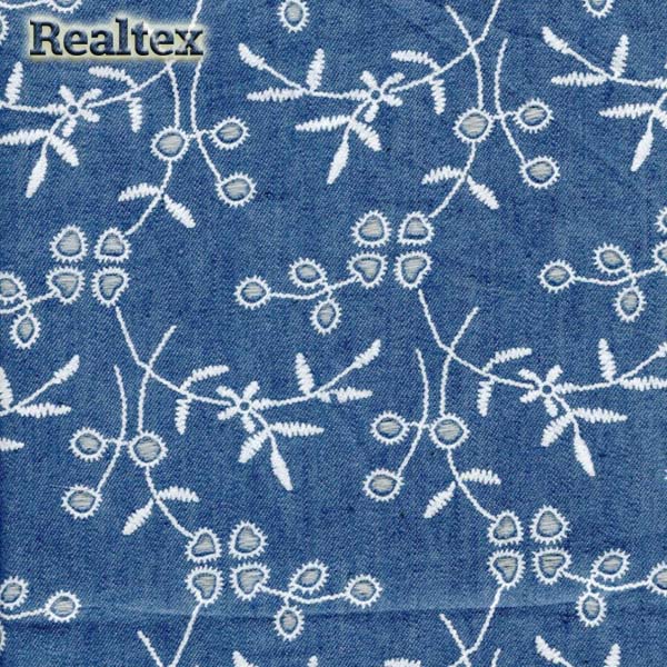 Ткань джинс FD "Букет-3" 26016 цв.синий