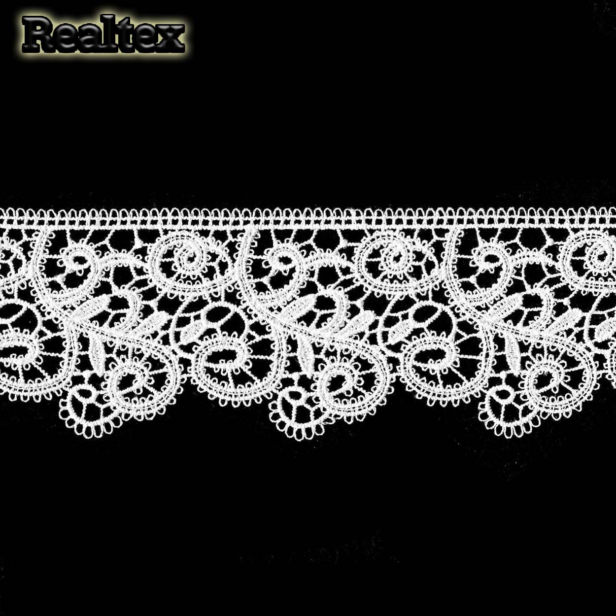 Кружево  гипюр  Realtex  60мм R-6510 (9,1м) цв.белый  