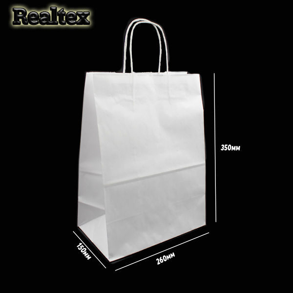 Пакет крафт белый с кручеными ручками 260*150*350мм (25шт)