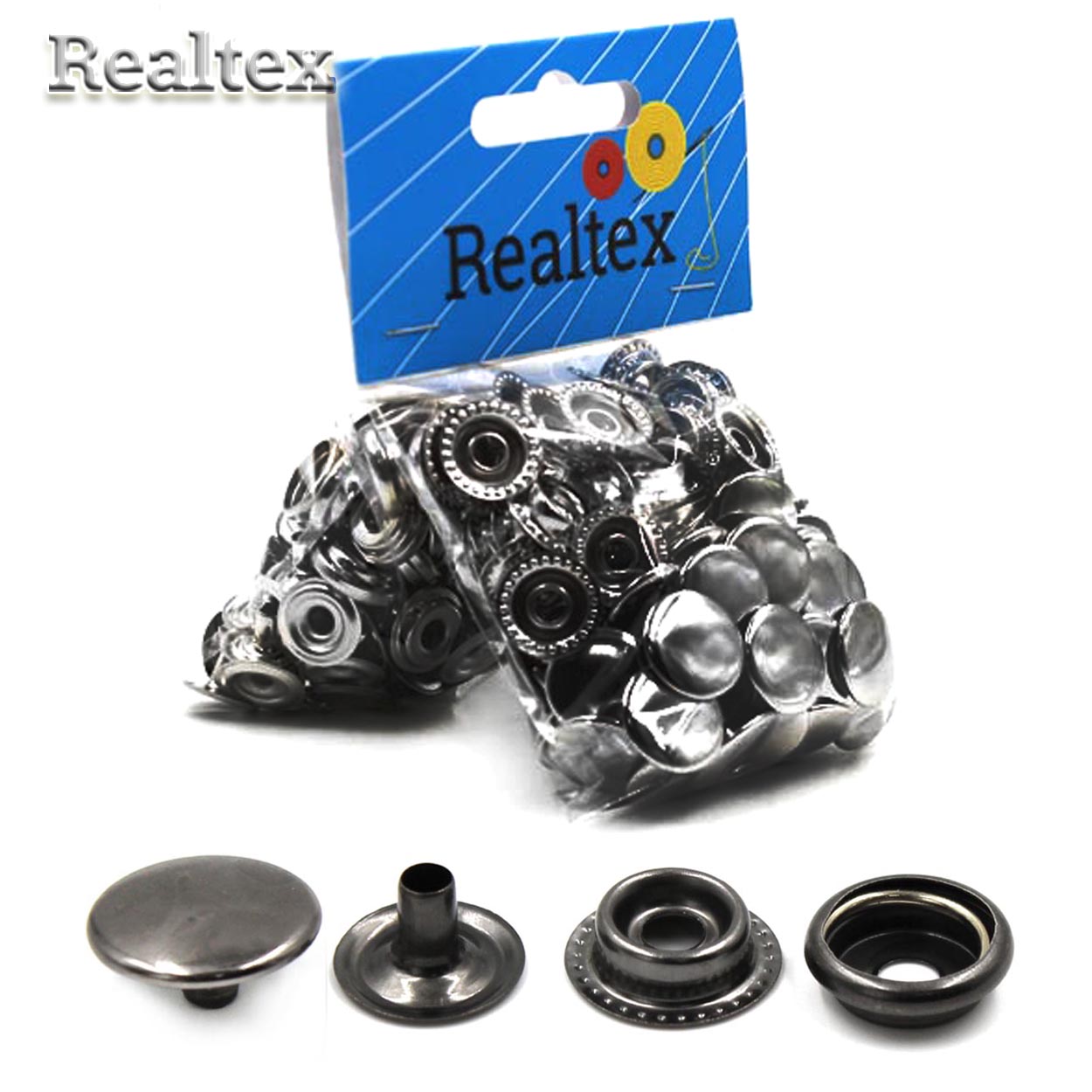 Кнопка кольцо 15мм № 61 "Реалтекс" (50шт) цв.черный никель 