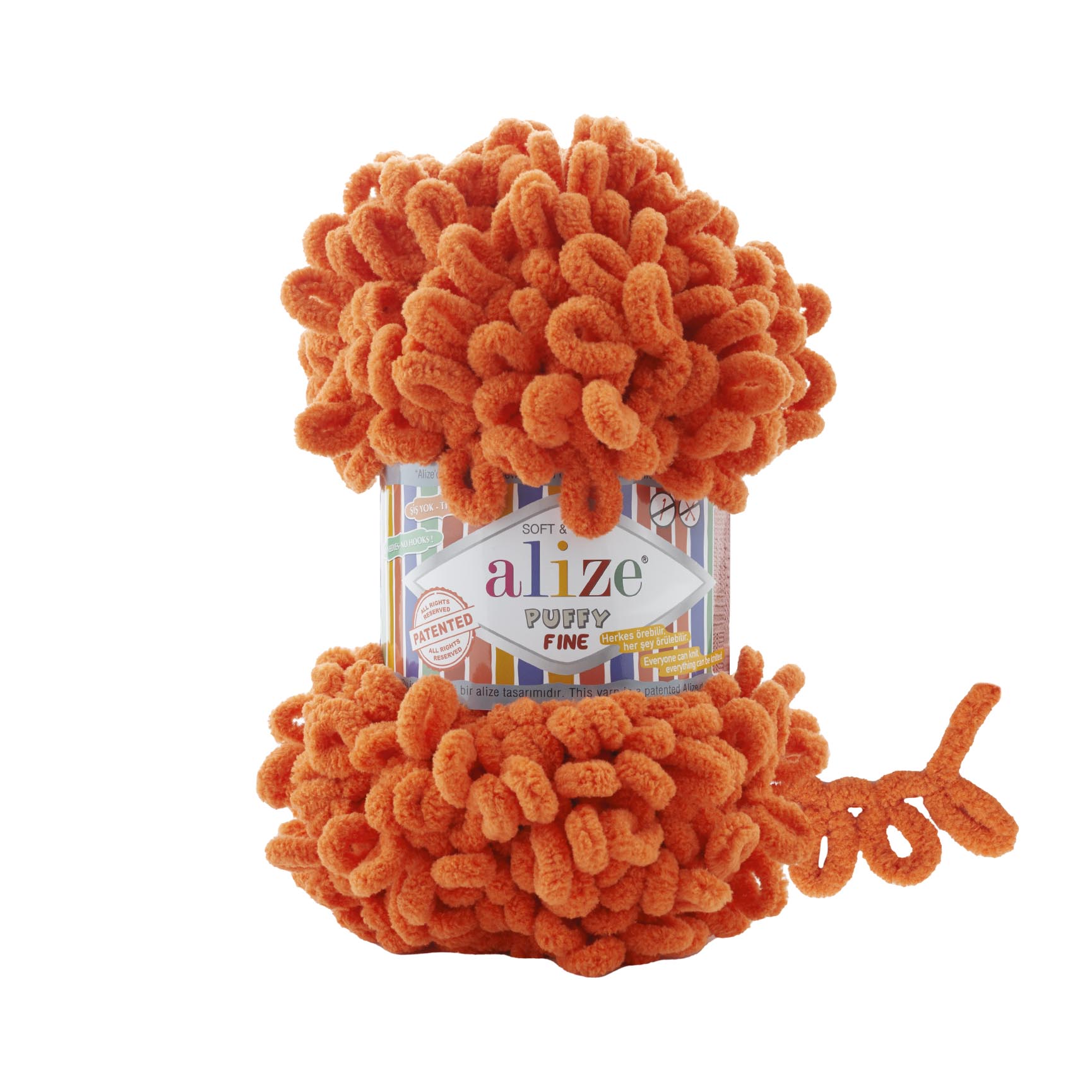 Пряжа Alize "Puffy Fine" (100гр) цв.006 апельсин