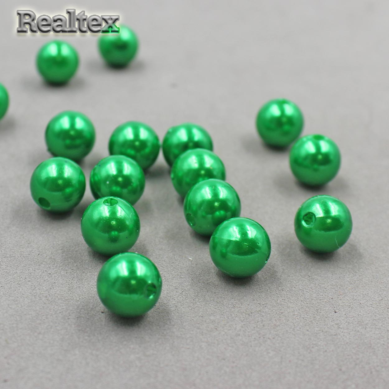 Бусины пластик Realtex 10мм под жемчуг (100гр) цв.035 изумруд