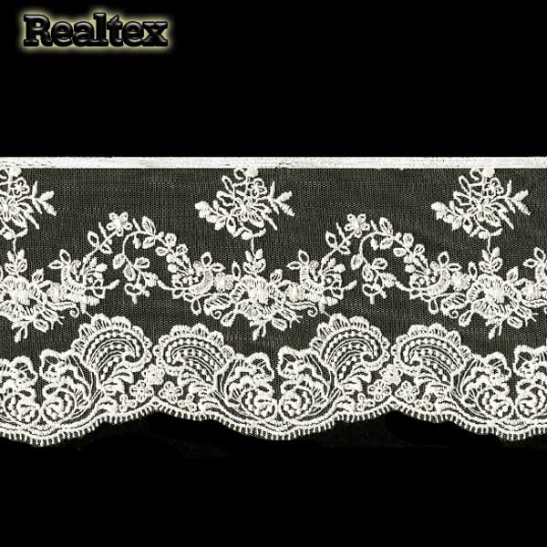 Кружево на сетке 130мм TBY.BL.40466 матовая нить цв.01 молочный