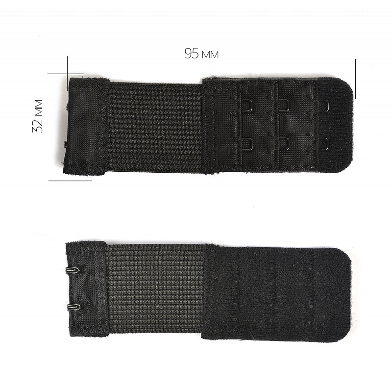 Удлинитель для бюстгалтера R 32мм 2 крючка (2шт) цв.чёрный