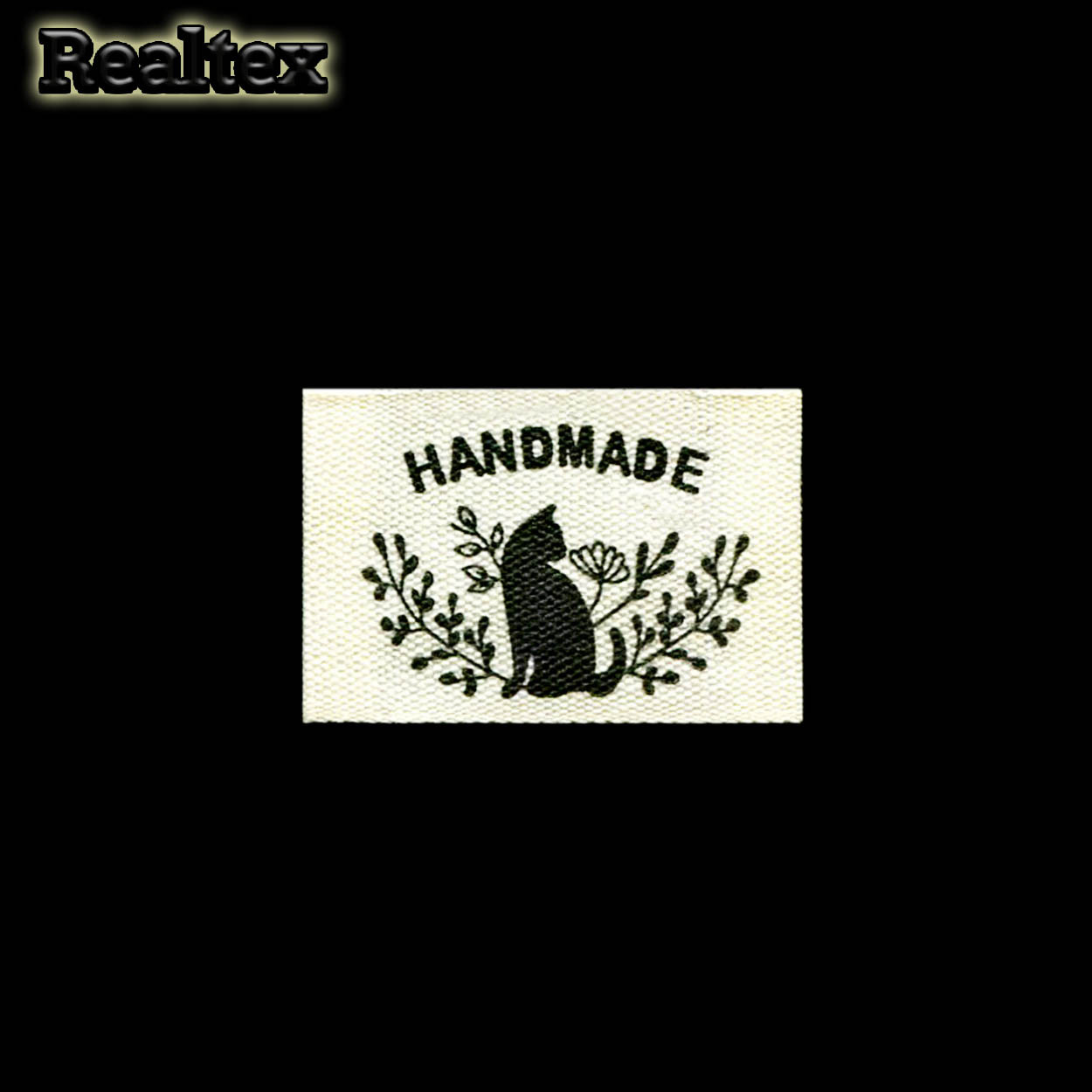 Бирка пришивная ткань Реалтекс №46 "HandMade" (25шт) цв.суровый