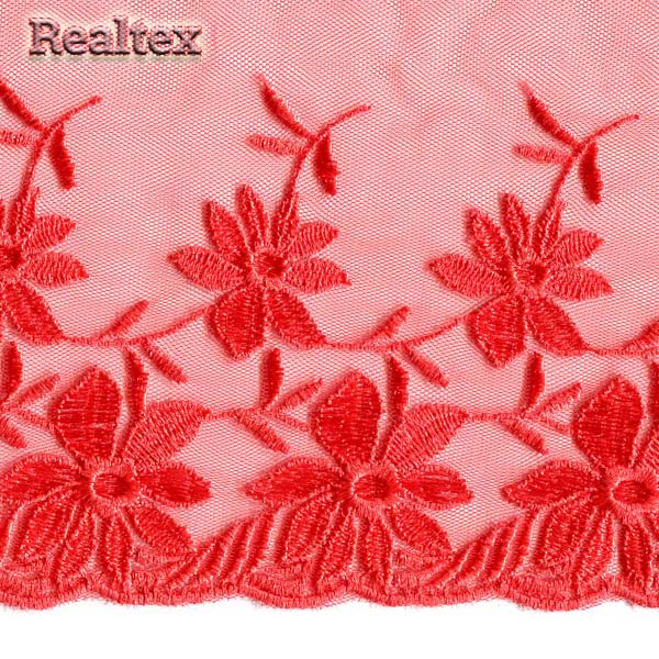 Кружево на сетке 195мм 44-4024 цв.068 яр.коралл